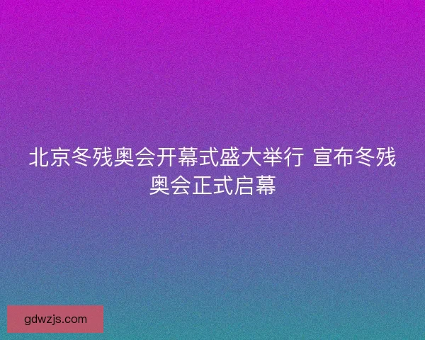 北京冬残奥会开幕式盛大举行 宣布冬残奥会正式启幕
