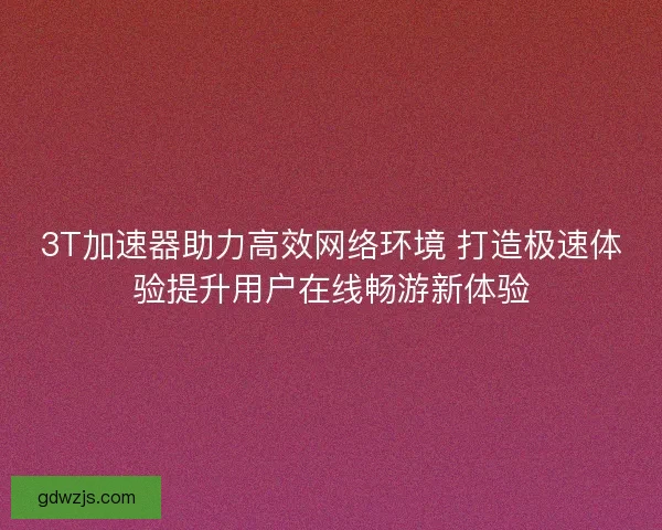 3T加速器助力高效网络环境 打造极速体验提升用户在线畅游新体验