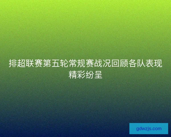 排超联赛第五轮常规赛战况回顾各队表现精彩纷呈