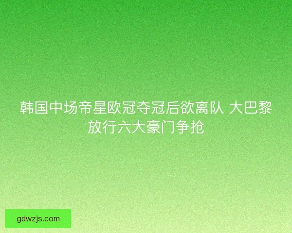 韩国中场帝星欧冠夺冠后欲离队 大巴黎放行六大豪门争抢