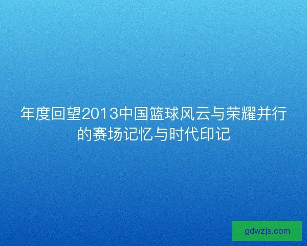 年度回望2013中国篮球风云与荣耀并行的赛场记忆与时代印记